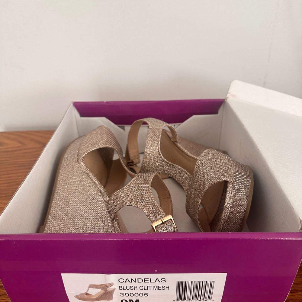Rampage Blush Glitter Wedges